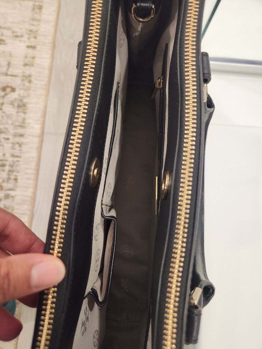 Tory Burch Black Leather Top-Handle Satchel - Picture 6 of 15